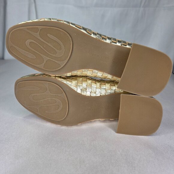 NWT Gentle Souls Women's Lancine Woven Block-Heel Pumps - Soft Gold Leather - Picture 5 of 8